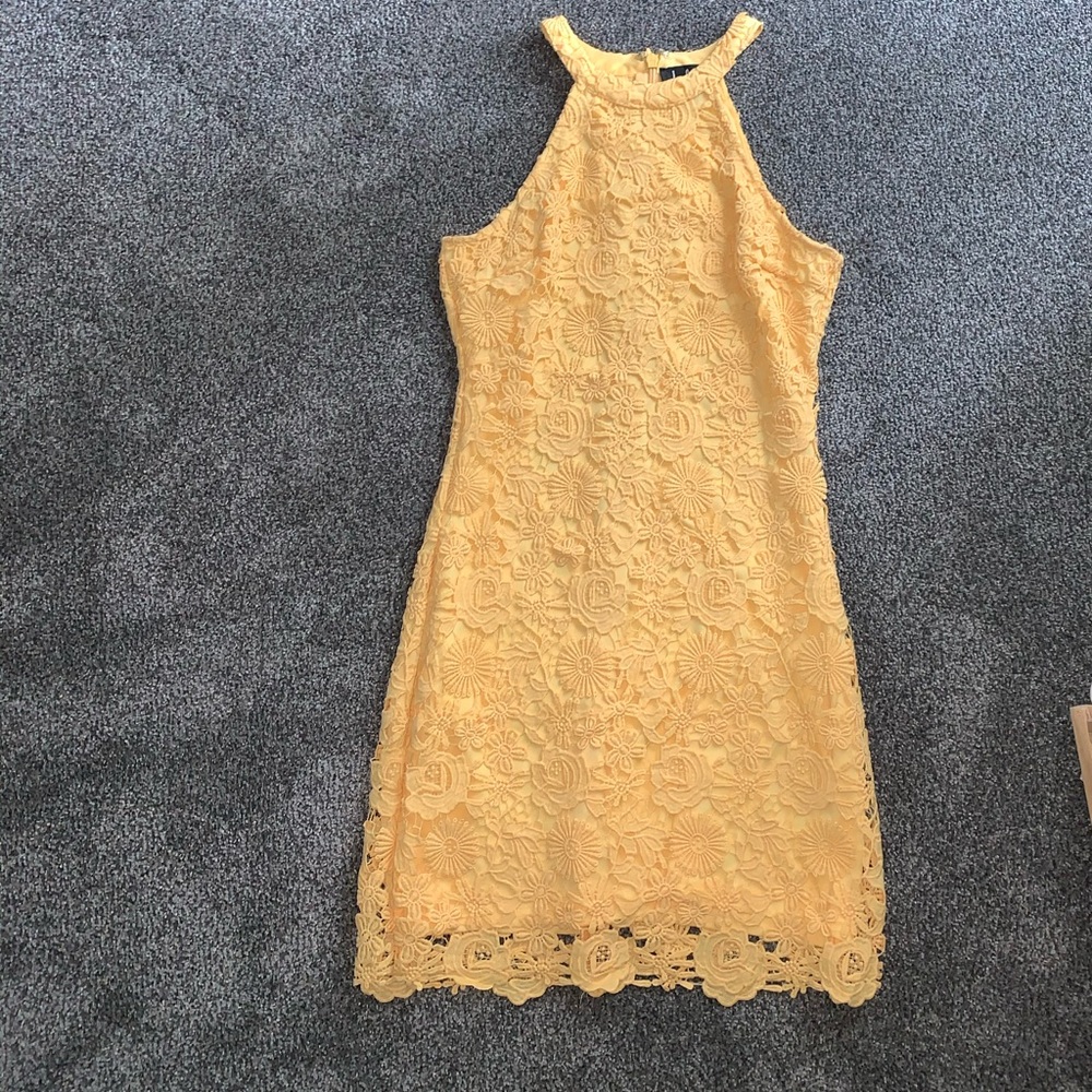 Yellow Lace Mini Dress